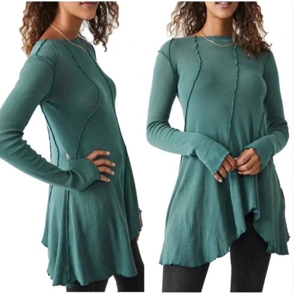 Free People Full Swing Tunic Top Mini Dress in Jaded
